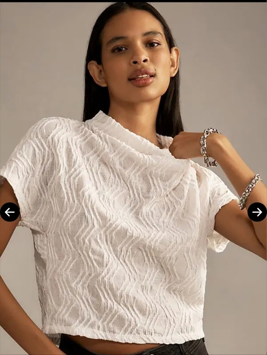 Anthropologie Tops - Anthropologie White Textured Crop Top Size Med
